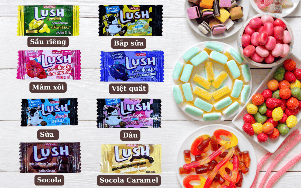 Kẹo dẻo Lush Thái Lan gói 130g - Đủ 8 vị hấp dẫn